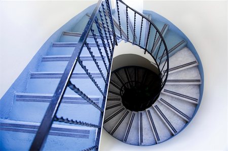 high angle view of old spiral staircase Stock Photo - Budget Royalty-Free & Subscription, Code: 400-05085463