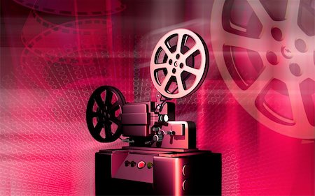 family watching theater - Digital illustration of a vintage projector Stock Photo - Budget Royalty-Free & Subscription, Code: 400-05085735