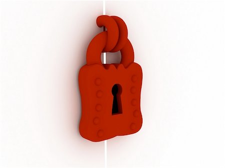 simsearch:400-04531638,k - The red lock hanging on grey doors Fotografie stock - Microstock e Abbonamento, Codice: 400-05086066