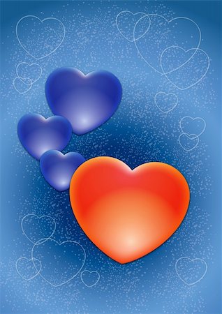 Red heart on a blue hearts ornament special for Valentine's Day Stock Photo - Budget Royalty-Free & Subscription, Code: 400-05086491