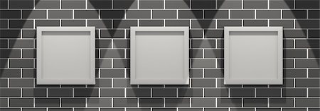 3d picture gallery on a black brick wall Stock Photo - Budget Royalty-Free & Subscription, Code: 400-05086772