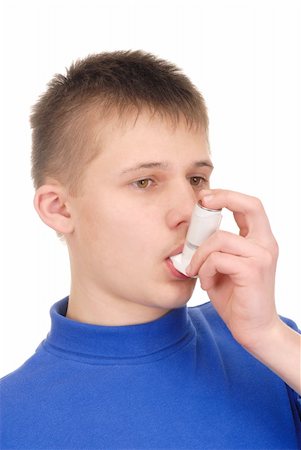 photo inhaler person - Teenager holding an inhaler isolated on white Stock Photo - Budget Royalty-Free & Subscription, Code: 400-05086853