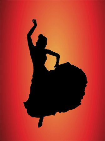 simsearch:400-04152832,k - silhouette of flamboyant flamenco dancer on yellow and red background Stock Photo - Budget Royalty-Free & Subscription, Code: 400-05086949