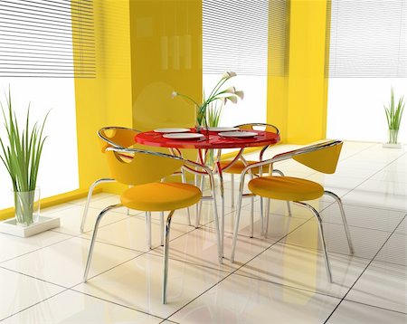 simsearch:400-04642221,k - dining table in modern cafe 3d image Foto de stock - Super Valor sin royalties y Suscripción, Código: 400-05087016