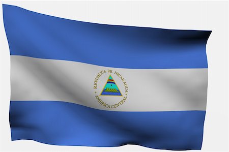 Nicaragua 3d flag isolated on white background Stock Photo - Budget Royalty-Free & Subscription, Code: 400-05087456