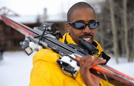 African American Man On a Vacation at Ski Resort Stock Photo - Budget Royalty-Free & Subscription, Code: 400-05087492