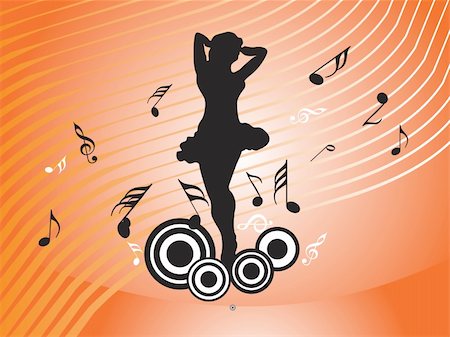 simsearch:400-04593867,k - beautiful dancing girl with musical elements on orange background, illustration Photographie de stock - Aubaine LD & Abonnement, Code: 400-05087690