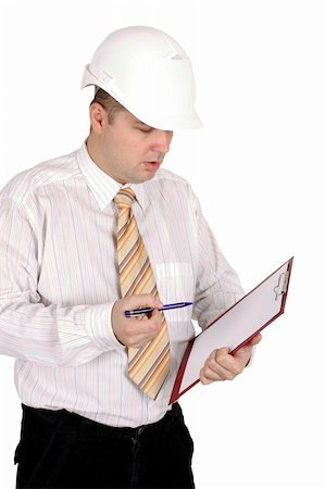 simsearch:400-05714957,k - Engineer taking notes a over white background Stock Photo - Budget Royalty-Free & Subscription, Code: 400-05087752