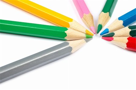 simsearch:400-03947012,k - Assortment of coloured pencils with shadow on white background Stock Photo - Budget Royalty-Free & Subscription, Code: 400-05088077
