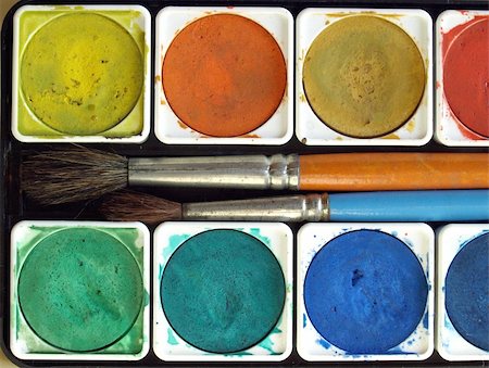 painter palette photography - Painting tools colour palette and brushes Stock Photo - Budget Royalty-Free & Subscription, Code: 400-05088129