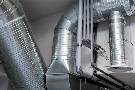 System of ventilating pipes at a modern factory Stock Photo - Budget Royalty-Free & Subscription, Code: 400-05089102