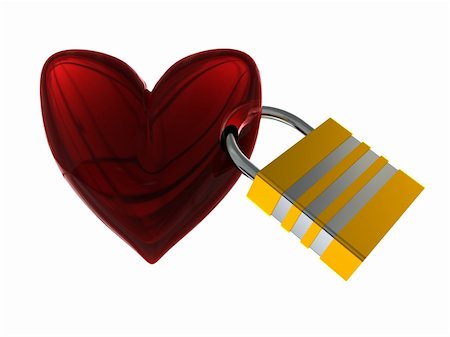 simsearch:6102-06470973,k - 3d illustration of locked heart isolated over white background Stockbilder - Microstock & Abonnement, Bildnummer: 400-05089234