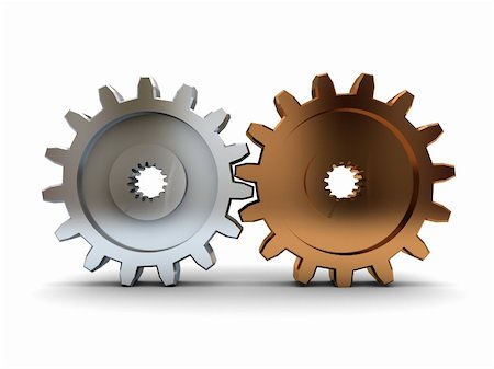 simsearch:400-04202644,k - 3d illustration of two gear wheels over white background Stock Photo - Budget Royalty-Free & Subscription, Code: 400-05089240