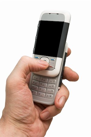 simsearch:400-04511025,k - Phone in a hand on a white background Stock Photo - Budget Royalty-Free & Subscription, Code: 400-05089950