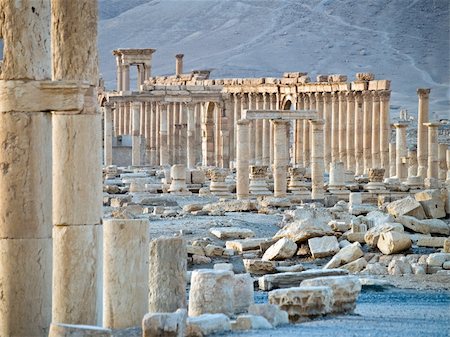 Columns detail in ancient Roman time town, Palmyra (Tadmor), Syria. Greco-Roman & Persian Period. Stock Photo - Budget Royalty-Free & Subscription, Code: 400-05080157