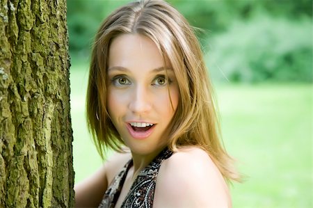 fun park mouth - The Surprised Young Woman Outdoors Stock Photo - Budget Royalty-Free & Subscription, Code: 400-05080216