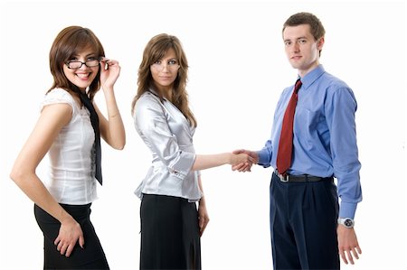 simsearch:400-04574012,k - Signs on respect. The union of young business man and business women. Isolated over white Stock Photo - Budget Royalty-Free & Subscription, Code: 400-05080311