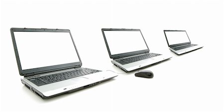 simsearch:400-04831784,k - white screen in three laptop  isolated on white Fotografie stock - Microstock e Abbonamento, Codice: 400-05080334