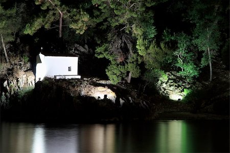 Panagias island at night in Parga Greece Stock Photo - Budget Royalty-Free & Subscription, Code: 400-05080355