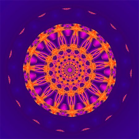 patballard (artist) - An abstract mandala shaped fractal done in shades of orange, gold, purple, and blue. Stock Photo - Budget Royalty-Free & Subscription, Code: 400-05080697