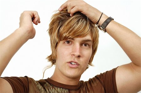 funky looking boy - Portrait of young trendy male with blond hair Stock Photo - Budget Royalty-Free & Subscription, Code: 400-05080871
