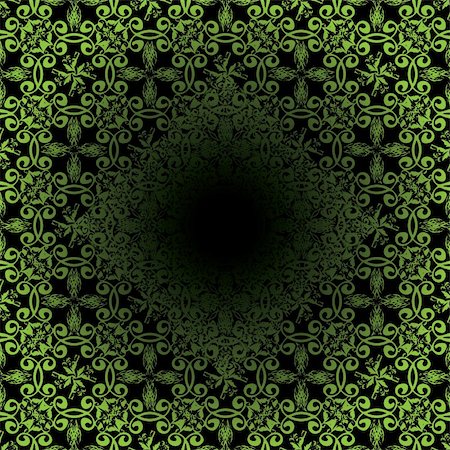 simsearch:400-04856402,k - Illustrated seamless abstract green and black floral tile Stock Photo - Budget Royalty-Free & Subscription, Code: 400-05080917