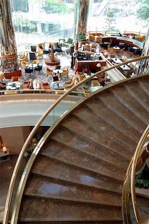 Interior of a modern hotel - stairs and hotel restaurant Stock Photo - Budget Royalty-Free & Subscription, Code: 400-05080979