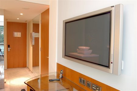 elegant tv room - Close up of Plasma TV in hotel room Stock Photo - Budget Royalty-Free & Subscription, Code: 400-05081001