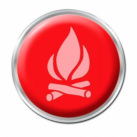 Red round button with the symbol of Fire Stock Photo - Budget Royalty-Free & Subscription, Code: 400-05081709
