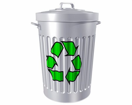 Illustration of a traditional trashcan with a reminder to recycle Stock Photo - Budget Royalty-Free & Subscription, Code: 400-05081782