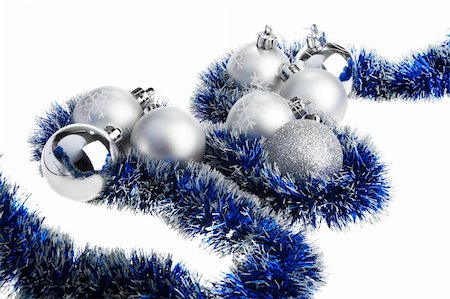 simsearch:400-05177572,k - Silver and blue Xmas decoration, isolated Stock Photo - Budget Royalty-Free & Subscription, Code: 400-05082022