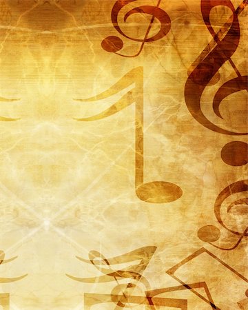 swirling music sheet - Old music sheet with some damage on it Stock Photo - Budget Royalty-Free & Subscription, Code: 400-05082631