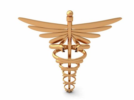 simsearch:400-05701895,k - front view of golden caduceus sign on an isolated background Stock Photo - Budget Royalty-Free & Subscription, Code: 400-05083192