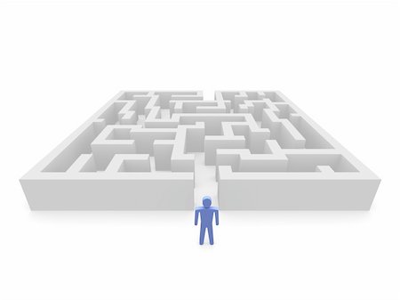 problem solving construction - Person in front of labyrinth. 3d rendered image. Stock Photo - Budget Royalty-Free & Subscription, Code: 400-05083255
