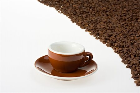 simsearch:400-04518865,k - espresso cup and coffee beans on white background Stock Photo - Budget Royalty-Free & Subscription, Code: 400-05094120