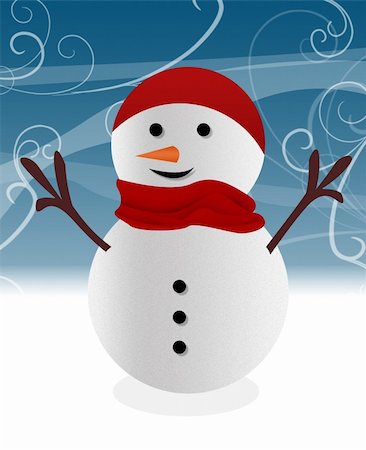 stigma5 (artist) - Illustration of a nice happy snowman Stock Photo - Budget Royalty-Free & Subscription, Code: 400-05094415