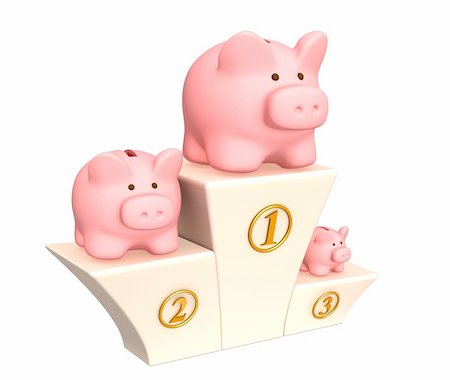 simsearch:400-04312713,k - Three piggy banks on a pedestal. Object over white Photographie de stock - Aubaine LD & Abonnement, Code: 400-05094419