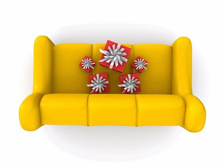present boxes on sofa. 3d Stock Photo - Budget Royalty-Free & Subscription, Code: 400-05094999