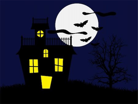 Halloween Haunted House Background Foto de stock - Super Valor sin royalties y Suscripción, Código: 400-05095188