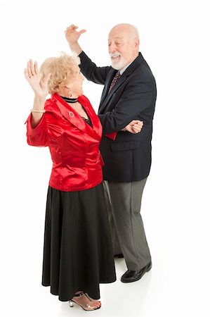 simsearch:400-05234340,k - Senior couple having a great time dancing together.  Full body isolated on white. Stock Photo - Budget Royalty-Free & Subscription, Code: 400-05095347