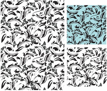 set of seamless pattern and decorative floral art Foto de stock - Super Valor sin royalties y Suscripción, Código: 400-05095390
