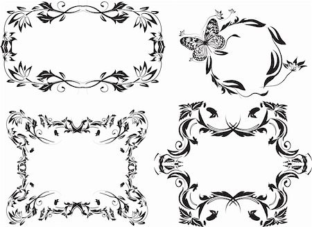 set of black floral shaped frames and pattern Foto de stock - Super Valor sin royalties y Suscripción, Código: 400-05095392