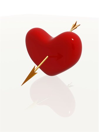 red 3d heart pierced by golden arrow Stock Photo - Budget Royalty-Free & Subscription, Code: 400-05095786