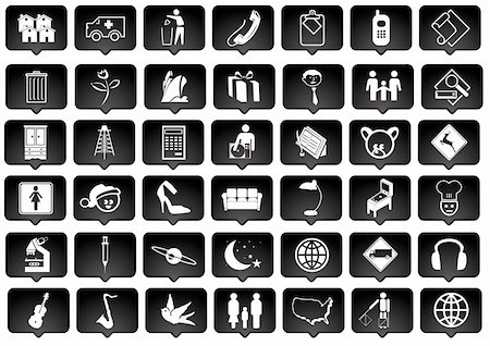 stelianion (artist) - icon-set white and black series - signs and symbols Photographie de stock - Aubaine LD & Abonnement, Code: 400-05096170