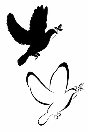 dove wings - Set of two tribal dove tattoos Photographie de stock - Aubaine LD & Abonnement, Code: 400-05096233