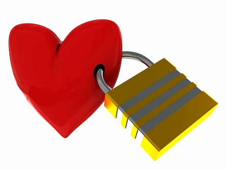 simsearch:400-04900039,k - 3d illustration of red heart with lock isolated over white background Stock Photo - Budget Royalty-Free & Subscription, Code: 400-05096262