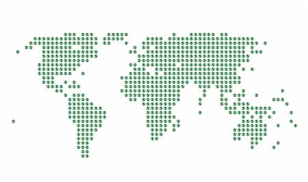 World map with green dots and Dollar sign Stock Photo - Budget Royalty-Free & Subscription, Code: 400-05096446