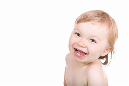 simsearch:400-04825533,k - happy baby girl smiling. over white background Stock Photo - Budget Royalty-Free & Subscription, Code: 400-05096440