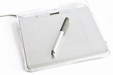 simsearch:400-08919132,k - Graphic tablet with pen on white background Foto de stock - Super Valor sin royalties y Suscripción, Código: 400-05096970