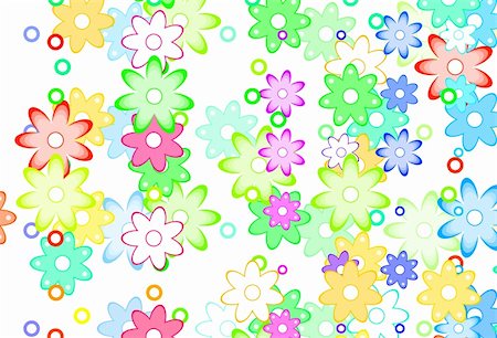 Cute Cartoon Art Flowers Simple Color Background Stock Photo - Budget Royalty-Free & Subscription, Code: 400-05097096